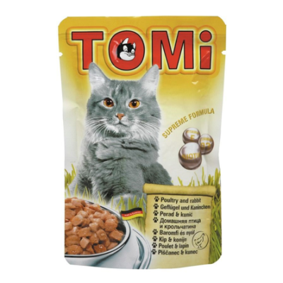 ToMi - Кусочки в соусе для взрослых кошек с птицей и кроликом 100 гр