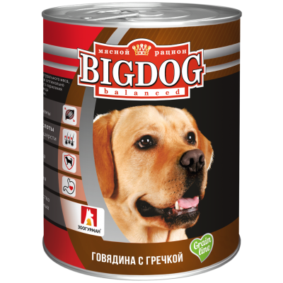 Зоогурман - Big Dog - Консервы для собак, Говядина с гречкой 850 гр Зоогурман - Big Dog - Консервы для собак, Говядина с гречкой 850 гр