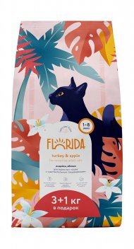 Florida - Сухой корм для взрослых кошек с чувствительным пищеварением с индейкой и яблоком