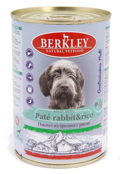Berkley (Беркли) - №4 - Консервы для собак, паштет из кролика с рисом 400гр