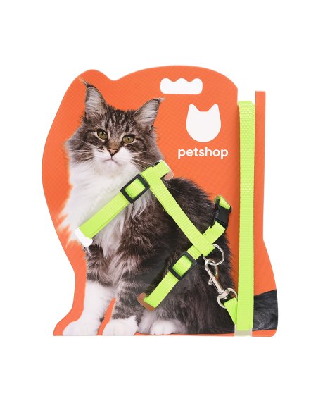 PetSHOP - Шлейка для кошек с поводком, 120 см