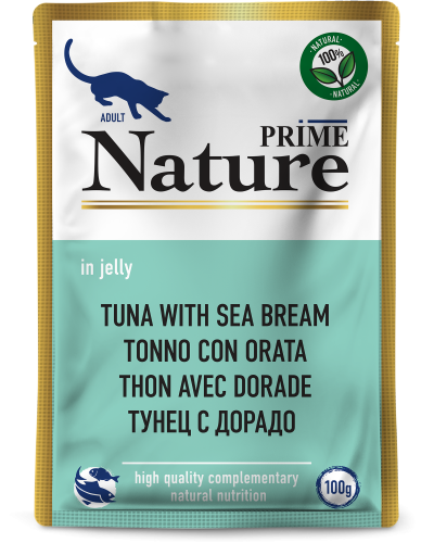 Prime Nature - Паучи для кошек, тунец с дорадо в желе, 100 гр