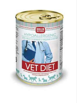 Solid Natura VET DIET Hypoallergenic - Консервы для собак и щенков старше 1 месяца склонных к пищевой аллергии, 340 г