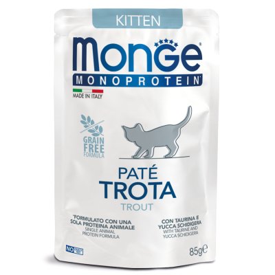 Monge Monoprotein (Монопротеин) - паучи для котят с форелью 85 г Monge Monoprotein (Монопротеин) - паучи для котят с форелью 85 г