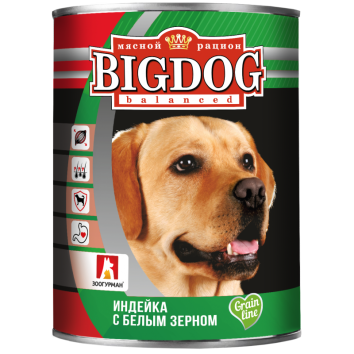 Зоогурман - Big Dog - Консервы для собак, Индейка с белым зерном 850 гр