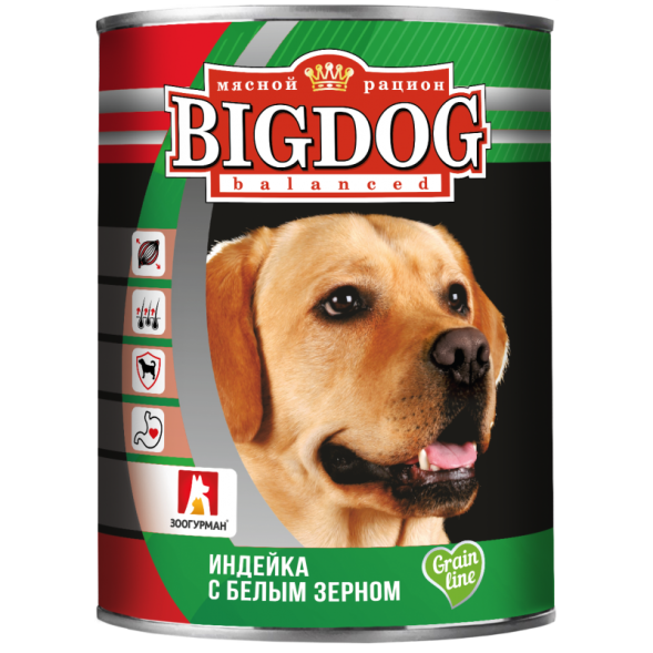 Зоогурман - Big Dog - Консервы для собак, Индейка с белым зерном 850 гр