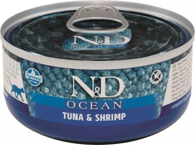 Farmina N&D Ocean - Консервы для кошек, тунец с креветками для кошек 70 г