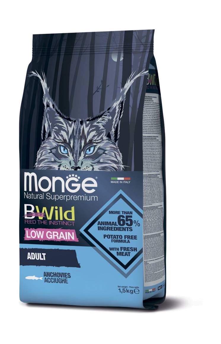 Monge BWild Cat Anchovies - Корм для взрослых кошек с анчоусами купить в  зоомагазине «PetXP»