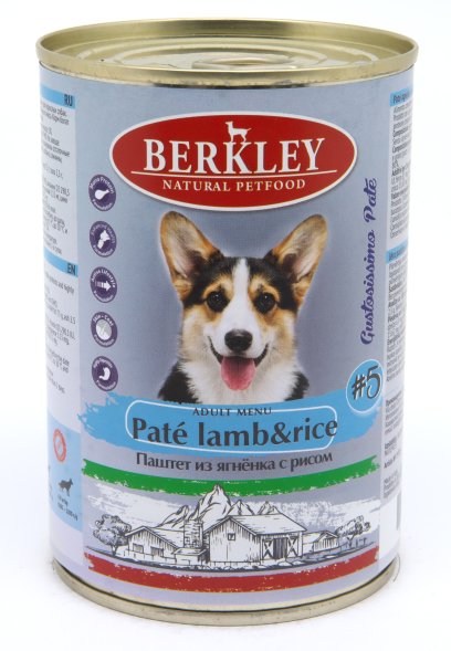 Berkley (Беркли) - №5 - Консервы для собак, паштет из ягненка с рисом 400гр