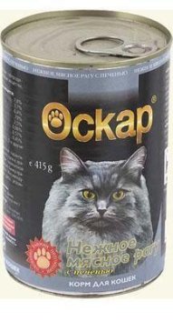 Оскар - Консервы для кошек нежное мясное рагу + печень в соусе 415 гр