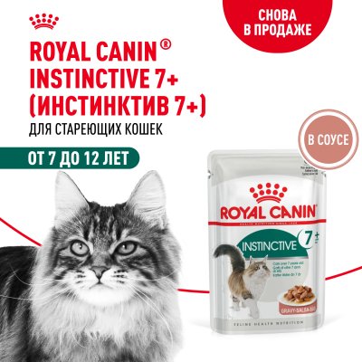 Royal Canin Instinctive +7 - Влажный корм для кошек старше 7 лет, в соусе, 85гр Royal Canin Instinctive +7 - Влажный корм для кошек старше 7 лет, в соусе, 85гр