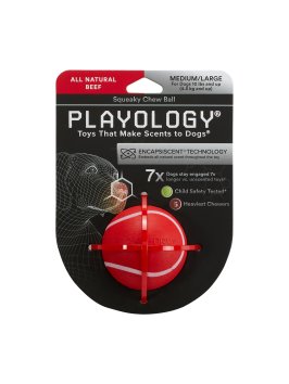 Playology - Жевательный мяч SQUEAKY CHEW BALL 6 см для собак мелких и средних пород с пищалкой и с ароматом