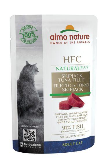 Almo Nature HFC Natural Plus - Паучи для Кошек "Филе Полосатого Тунца" 90% мяса 55гр