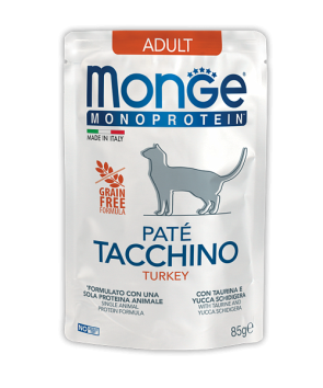 Monge Monoprotein (Монопротеин) - паучи для кошек, с индейкой, 85 гр