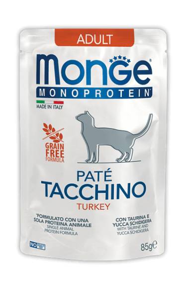 Monge Cat Monoprotein Pouch - паучи для кошек индейка 85г