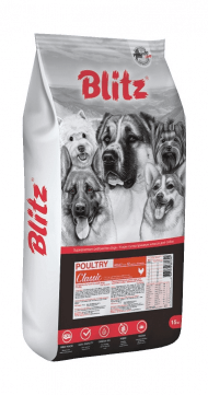 Blitz Classic Poultry Adult Dog All Breeds - Сухой корм для взрослых собак всех пород, 15кг