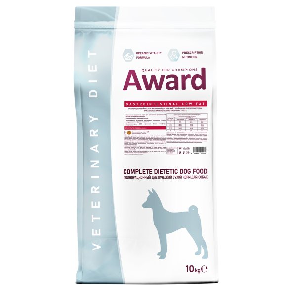 Award Veterinary Diet Gastrointestinal Low Fat - Диетический корм для взрослых собак при заболеваниях желудочно-кишечного тракта