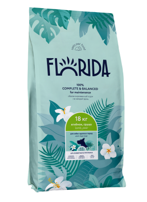 Florida - Сухой корм для взрослых собак крупных пород, с ягненком и грушей Florida - Сухой корм для взрослых собак крупных пород, с ягненком и грушей