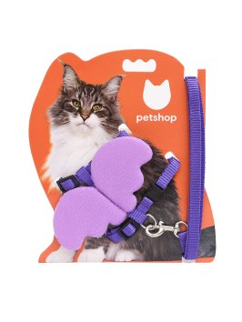 PetSHOP - Шлейка для кошек с поводком, 120 см, крылья