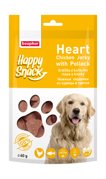 Beaphar Happy Snack - Лакомство для собак "Сердечки из цыпленка и трески" 60гр