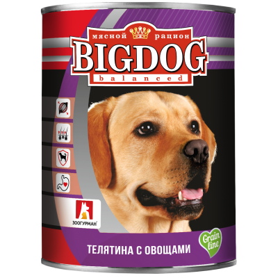Зоогурман - Big Dog - Консервы для собак, Телятина с овощами 850гр Зоогурман - Big Dog - Консервы для собак, Телятина с овощами 850гр