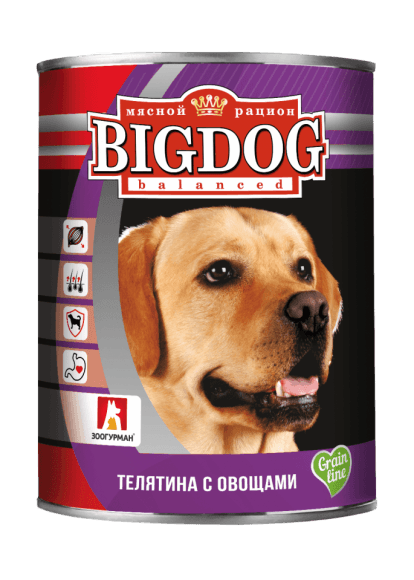 24471.580 Zoogyrman Big Dog - Konservi dlya sobak, Telyatina s ovoshami 850gr kypit v zoomagazine «PetXP» Зоогурман Big Dog - Консервы для собак, Телятина с овощами 850гр