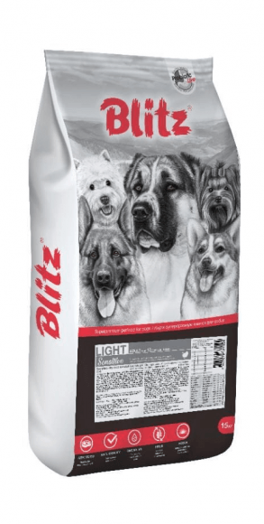 Blitz Adult Light - Сухой корм для собак с лишним весом, 15кг
