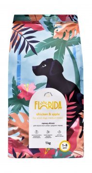 Florida - Сухой корм для взрослых собак средних пород с курицей и яблоком