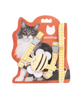 PetSHOP - Шлейка для кошек с поводком, 120 см, пчёлка