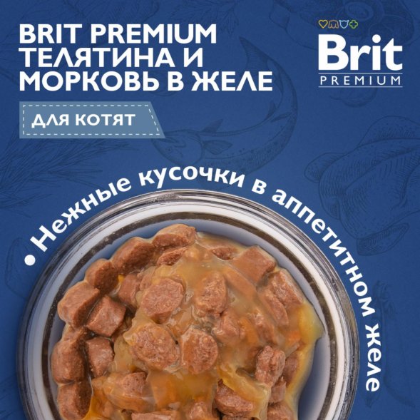 Brit - Пауч для котят, с Телятиной и Морковью в желе, 85 гр