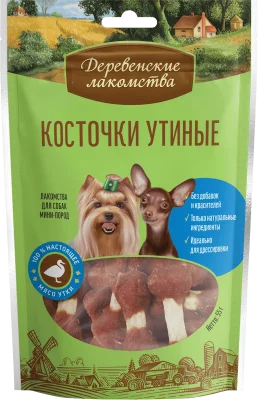 Деревенские Лакомства - Утиные Косточки для малых пород 60гр Деревенские Лакомства - Утиные Косточки для малых пород 60гр
