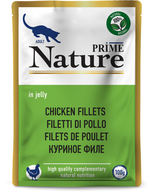 Prime Nature - Паучи для кошек, куриное филе в желе, 100 гр