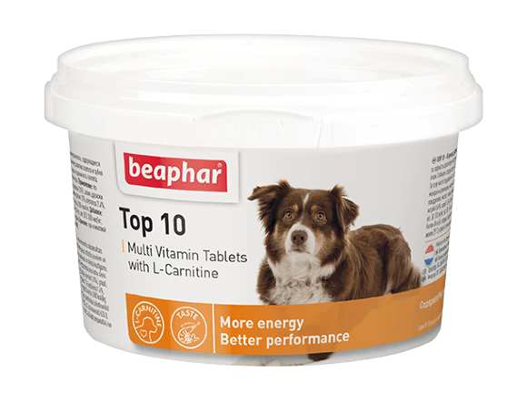Beaphar Top 10 For Dogs - витамины с L-карнитином для собак