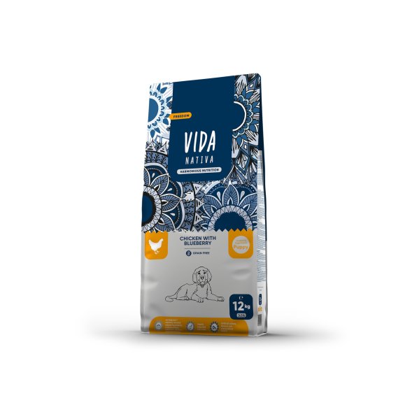 Vida Nativa - Сухой корм для щенков средних и крупных пород, с курицей и черникой