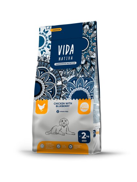 Vida Nativa - Сухой корм для щенков средних и крупных пород, с курицей и черникой
