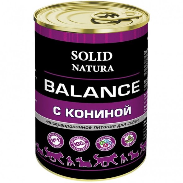 Solid Natura Balance - Консервы для собак, с кониной, 340 г