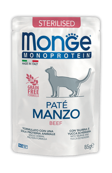 Monge Cat Monoprotein Pouch - паучи для стерилизованных кошек говядина 85г