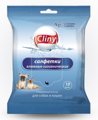 Cliny - Влажные салфетки, антибактериальные с ионами серебра, 10шт Cliny - Влажные салфетки, антибактериальные с ионами серебра, 10шт