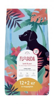 Florida - Сухой корм для взрослых собак средних пород с ягненком и грушей