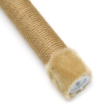 PetSHOP - Домик-когтеточка с полкой, бежевая с помпоном, 36x35x65 см джут,мех