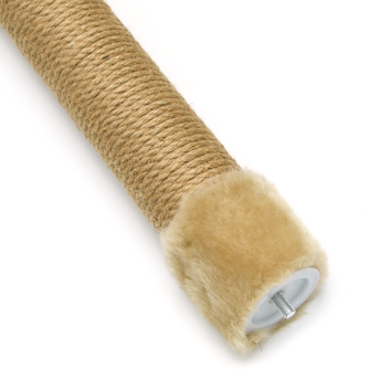 PetSHOP - Домик-когтеточка с полкой, бежевая с помпоном, 36x35x65 см джут,мех