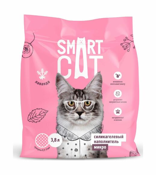 40139.580 Smart Cat - Komkyushiisya mikro-silikagelevii napolnitel: Lavanda, 1.6 kg kypit v zoomagazine «PetXP» Smart Cat - Комкующийся микро-силикагелевый наполнитель: Лаванда, 1.6 кг