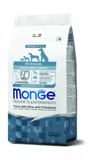 Monge Dog Speciality Line Monoprotein - Сухой корм для щенков всех пород, форель с рисом и картофелем