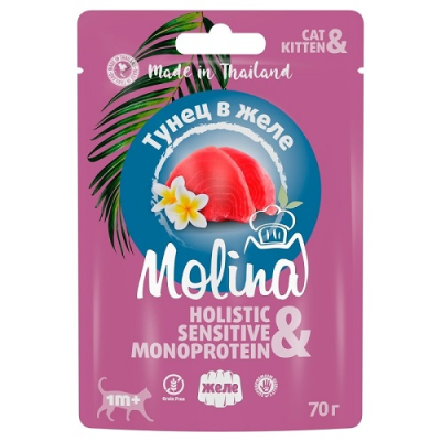 Molina - Консервы для котят и взрослых кошек, с Тунцом, в Желе, 70 гр