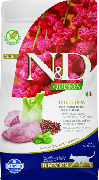 Farmina N&amp;amp;D Quinoa - Сухой корм для кошек, Ягненок с Киона, чувствительное пищеварение