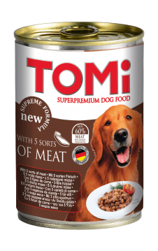 ToMi - Кусочки в соусе для взрослых собак всех пород пять видов мяса 400 гр