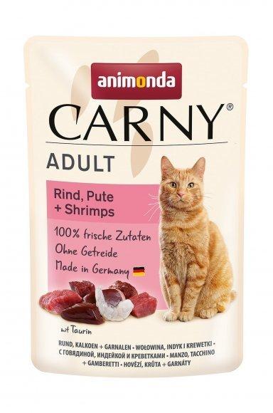Animonda Carny Adult - Паучи для кошек, с говядиной, индейкой и креветками 85гр