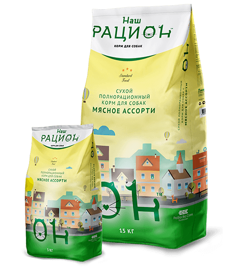 Наш Рацион - Сухой корм для взрослых собак, мясное ассорти