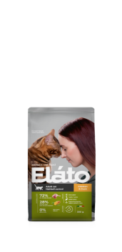 Elato Холистик - Сухой корм для выведения шерсти у кошек, с курицей и уткой