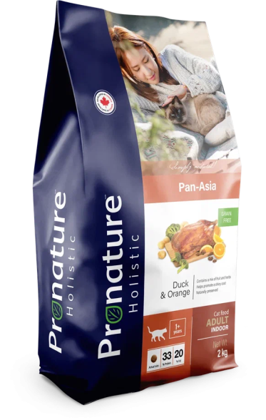 Pronature Holistic Pan - Asia GF - Сухой беззерновой корм для кошек, с Уткой и Апельсином